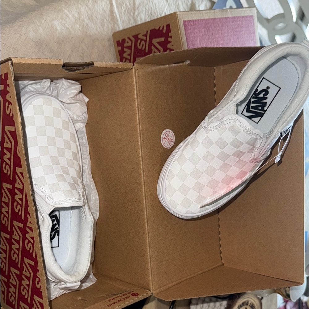 Vans Classic White Checkered Slip-Ons